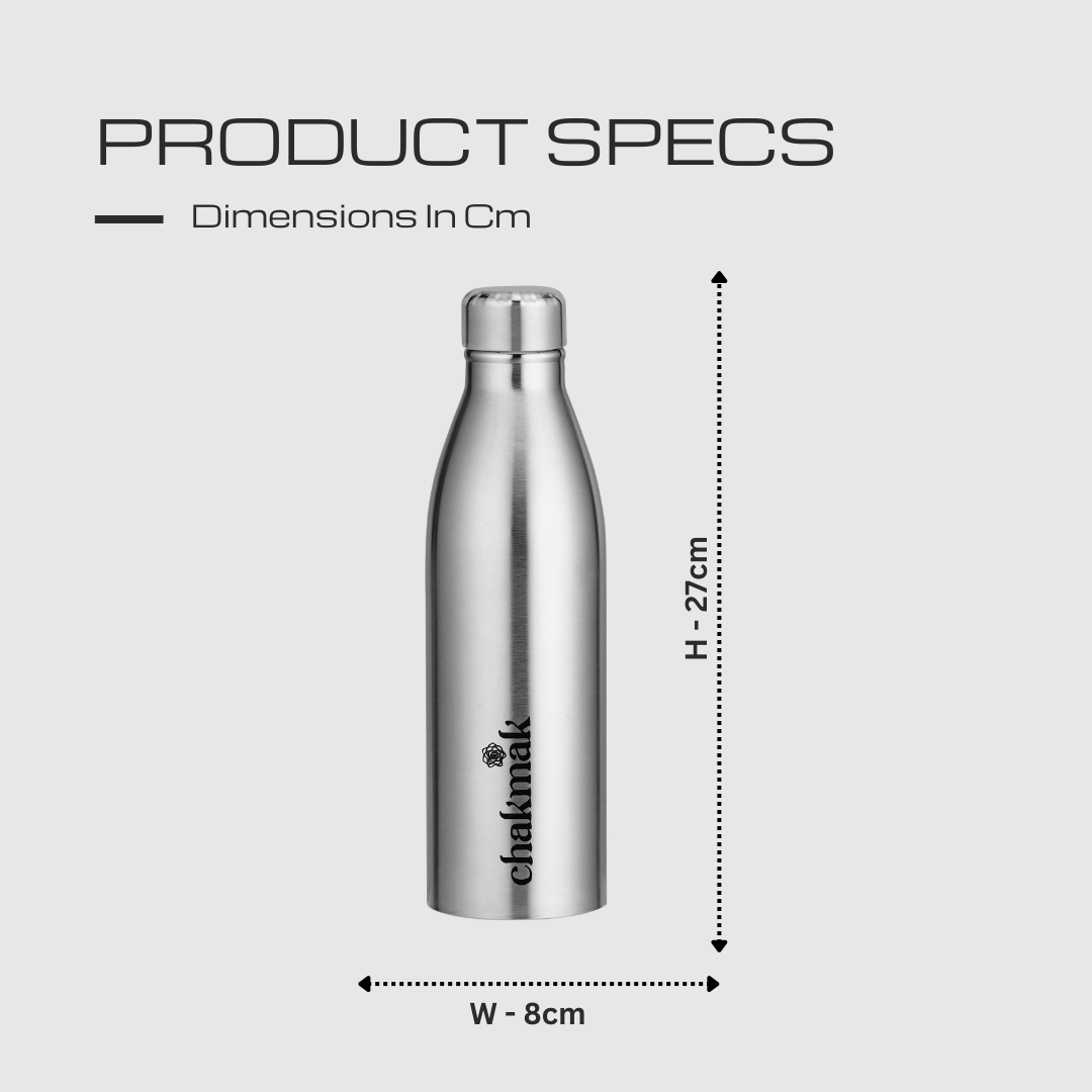 PURE STAINLESS STEEL WATER BOTTLE 1 LTR 2PC SET