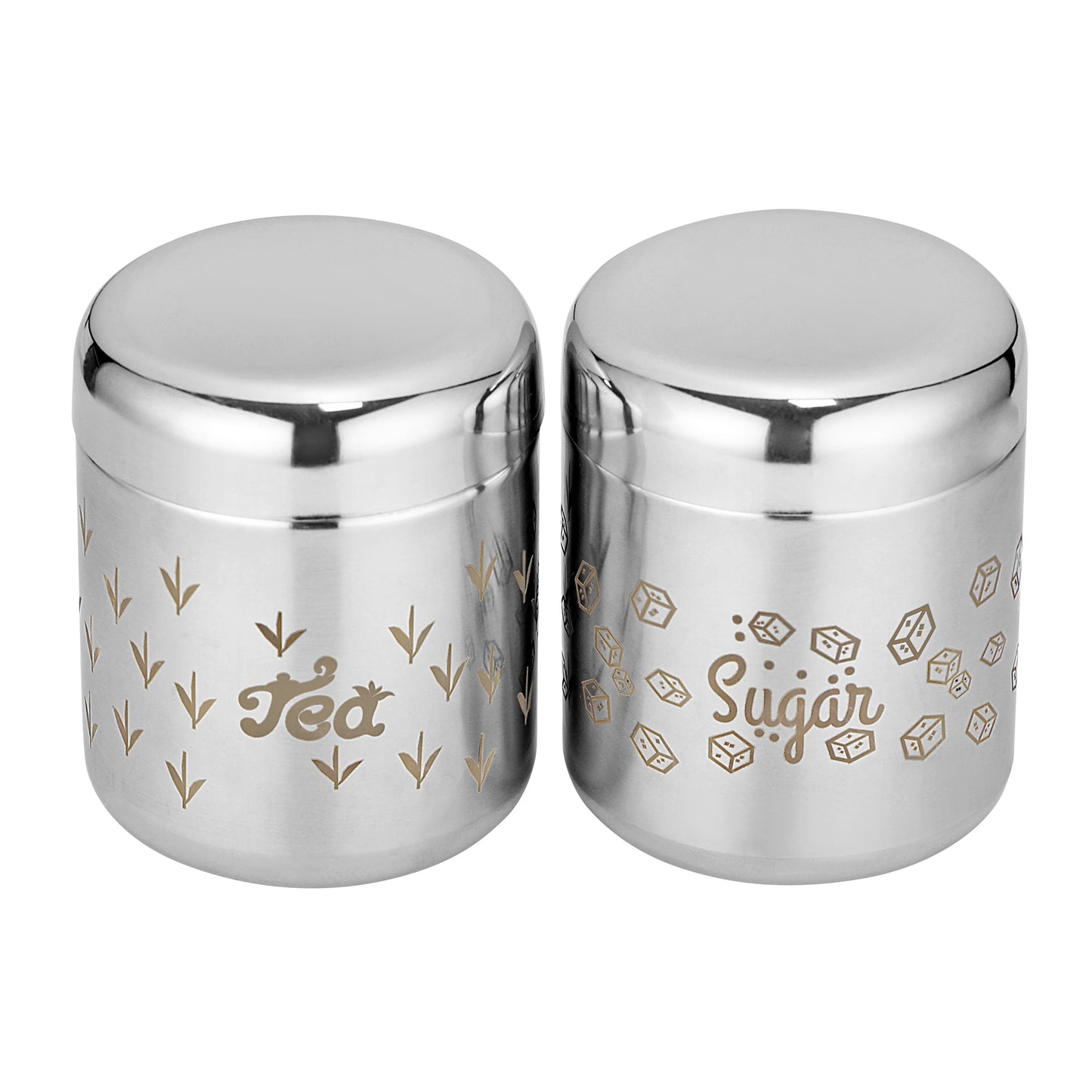 TEA & SUGAR CANISTER LASER 2PCS