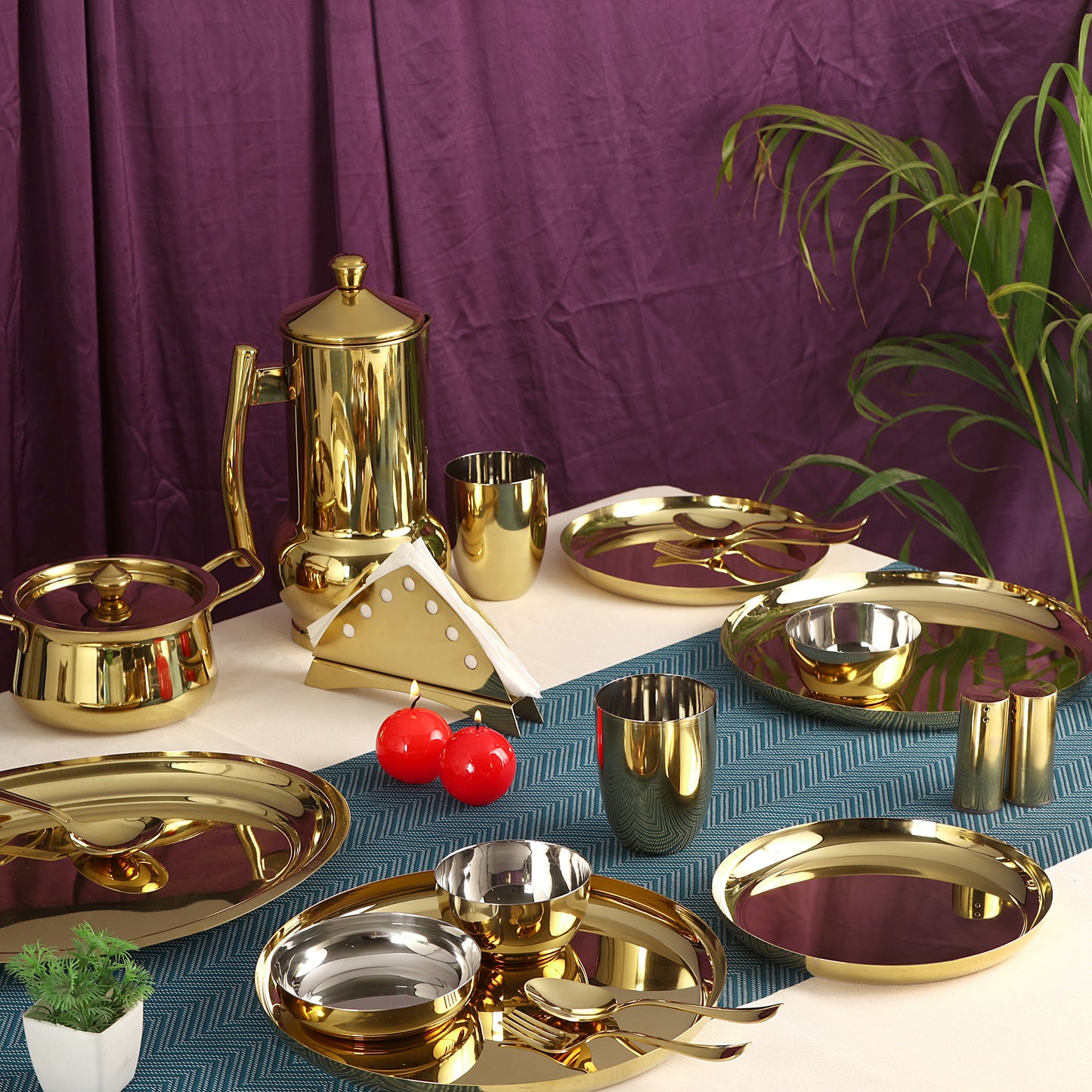 MAGNOLIA PVD COATED DINNER SET - 65 PIECE SET
