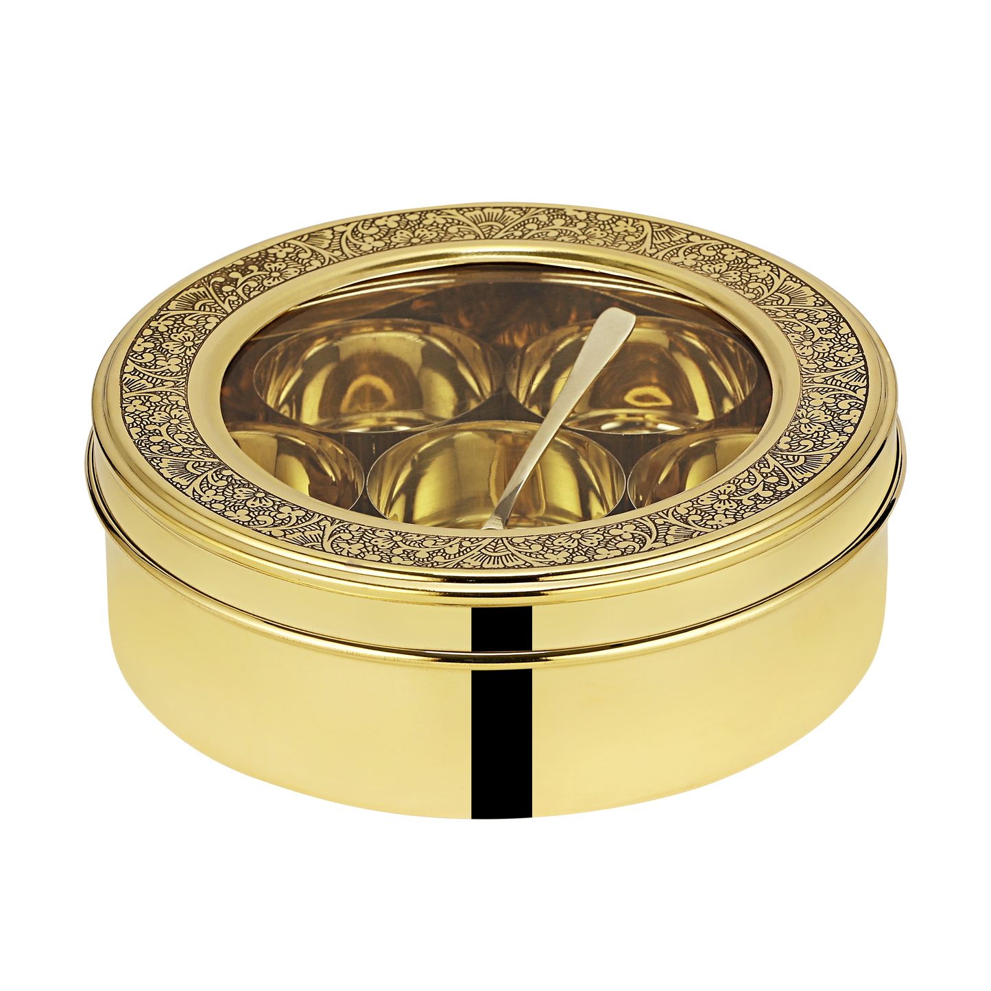 CROWN COLLECTION PURE BRASS MASALA BOX