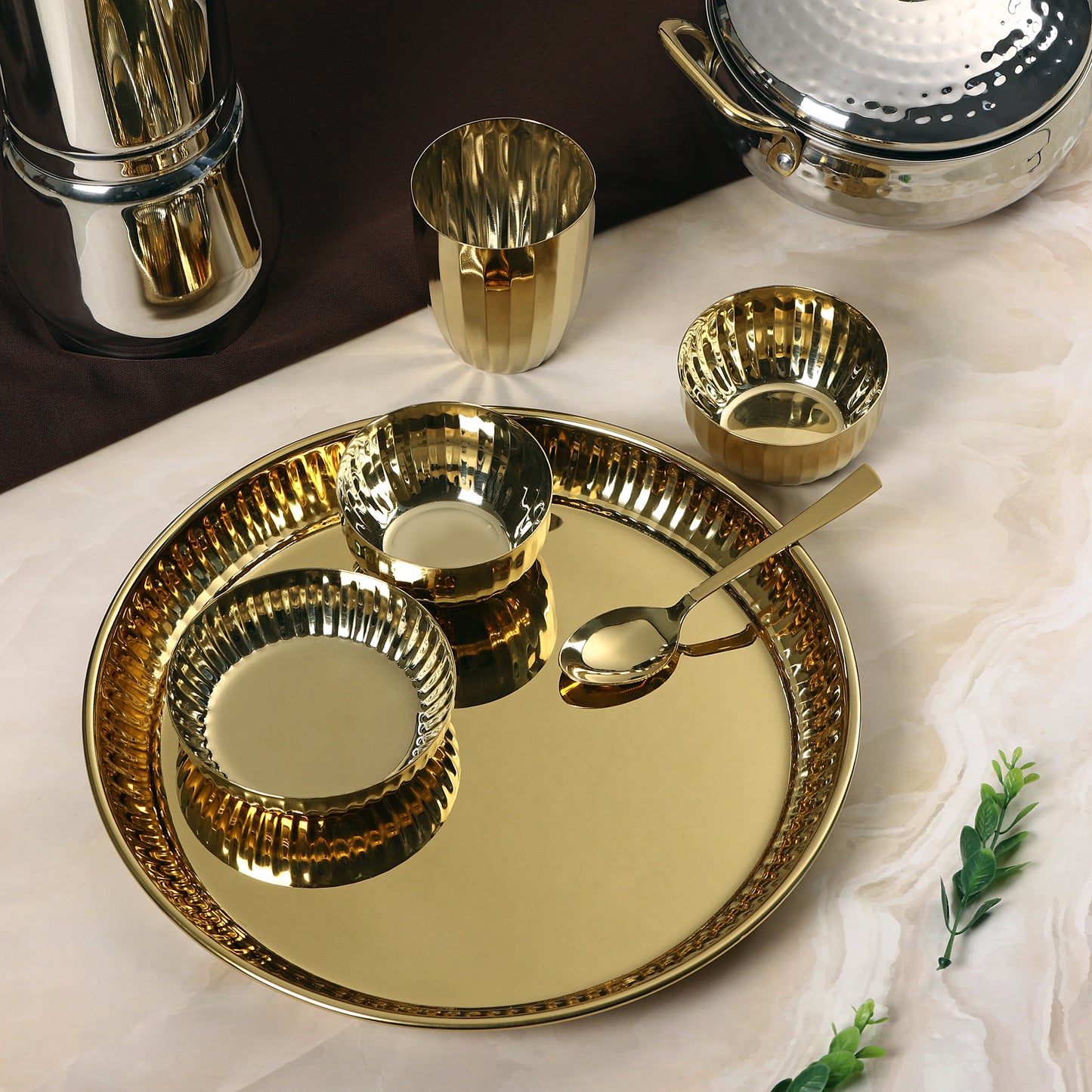 CROWN VERVE THALI GOLD PVD SET 6 PCS