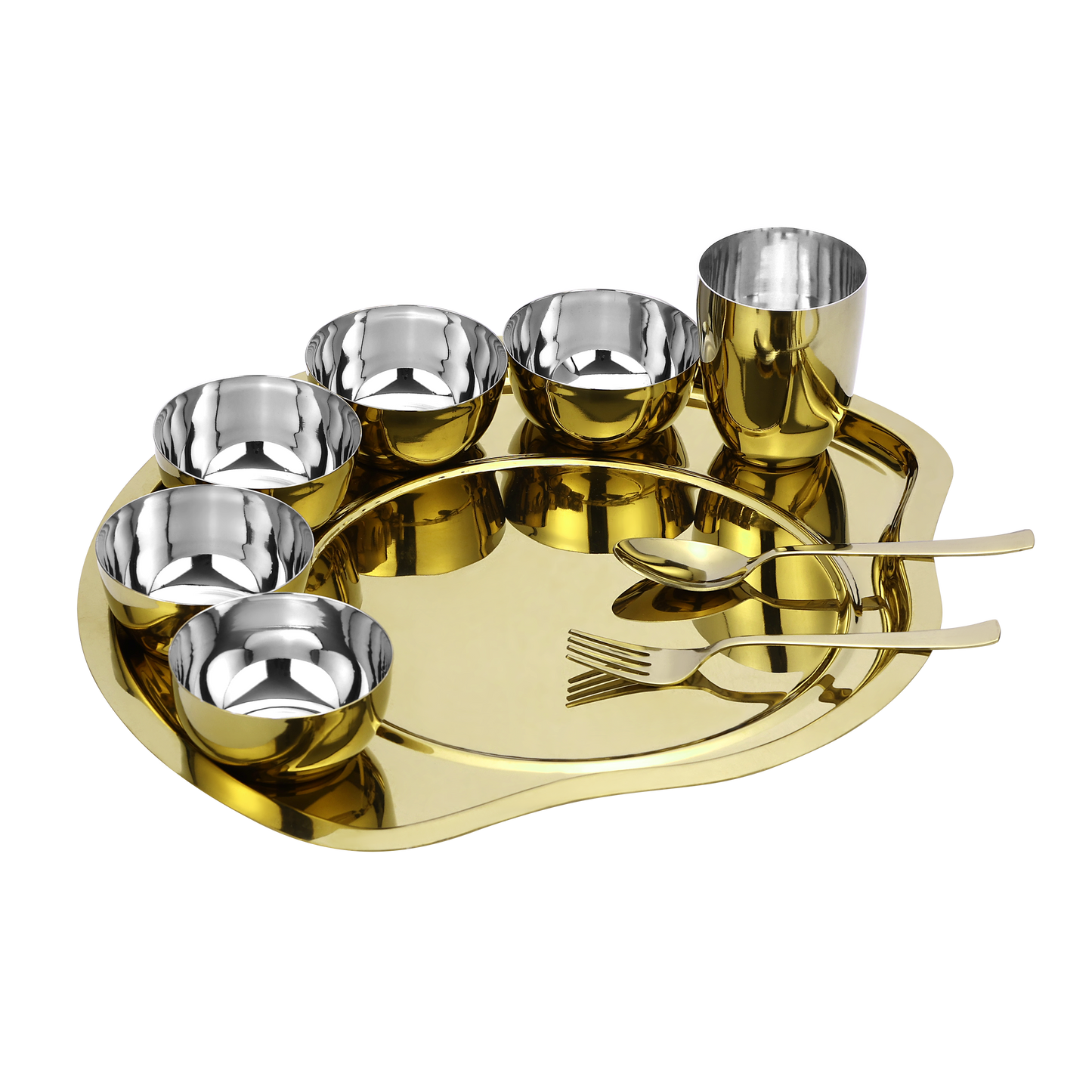 PVD COATED MAHARAJA THALI SET - 9 PIECE SET
