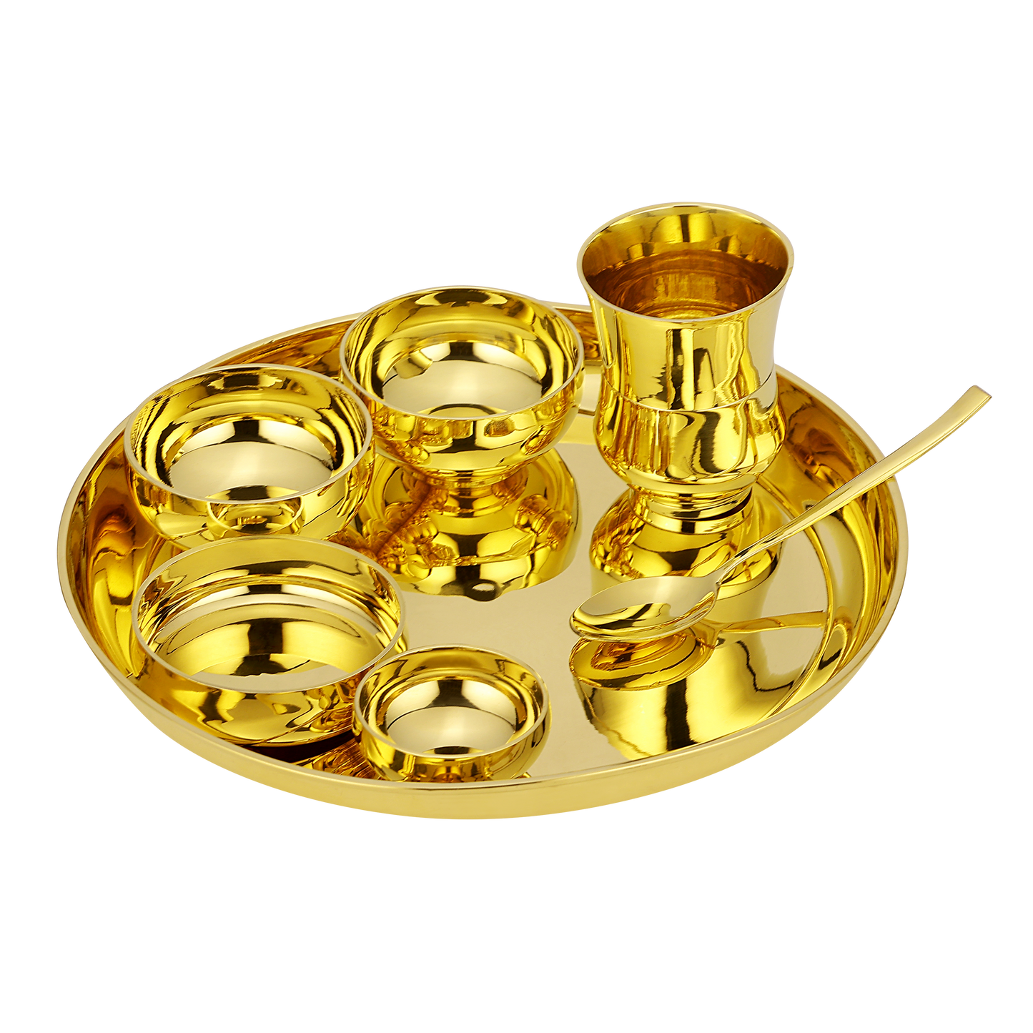 PURE BRASS THALI SET - 7 Piece Set