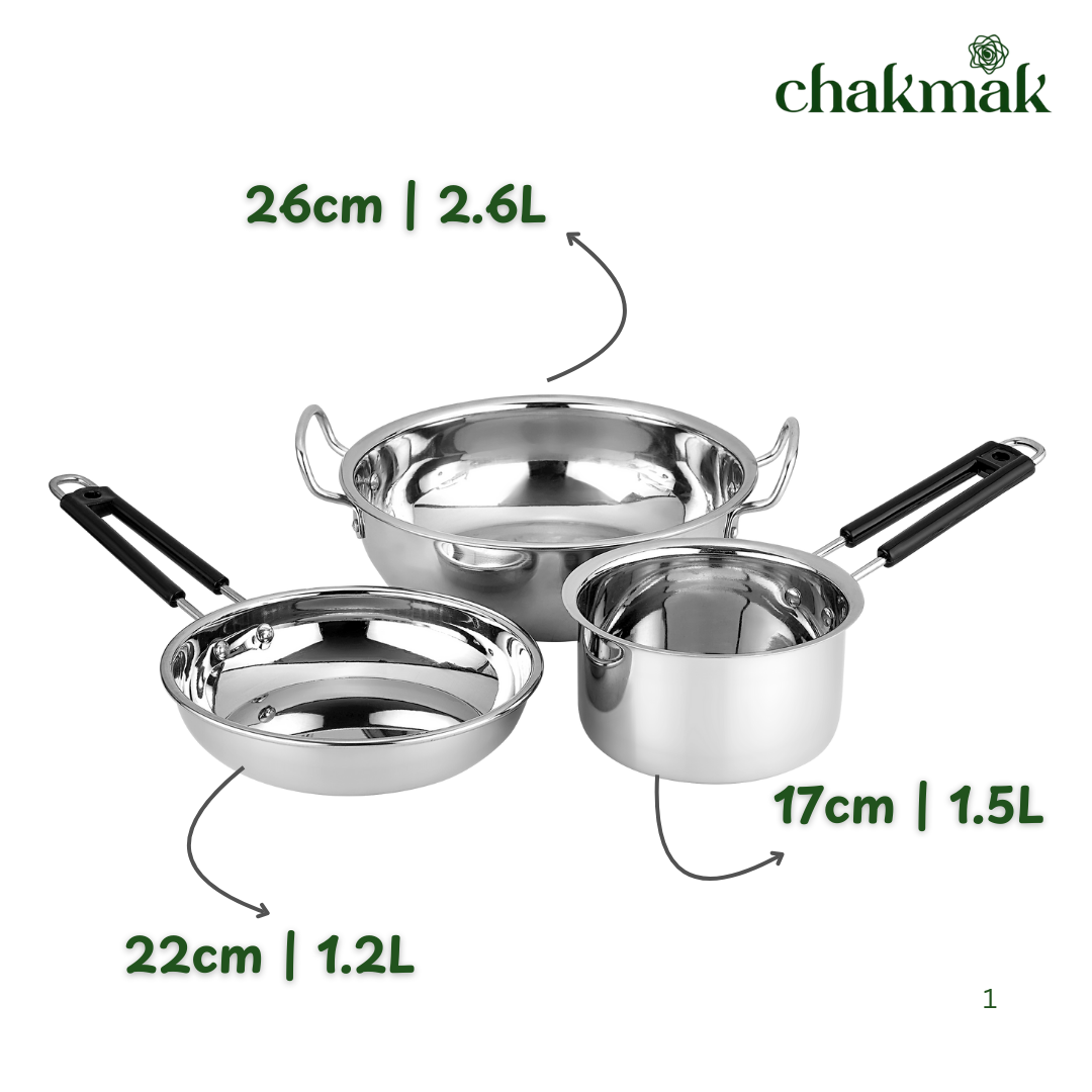 DECENT FLAT COOKWARE 3PCS SET