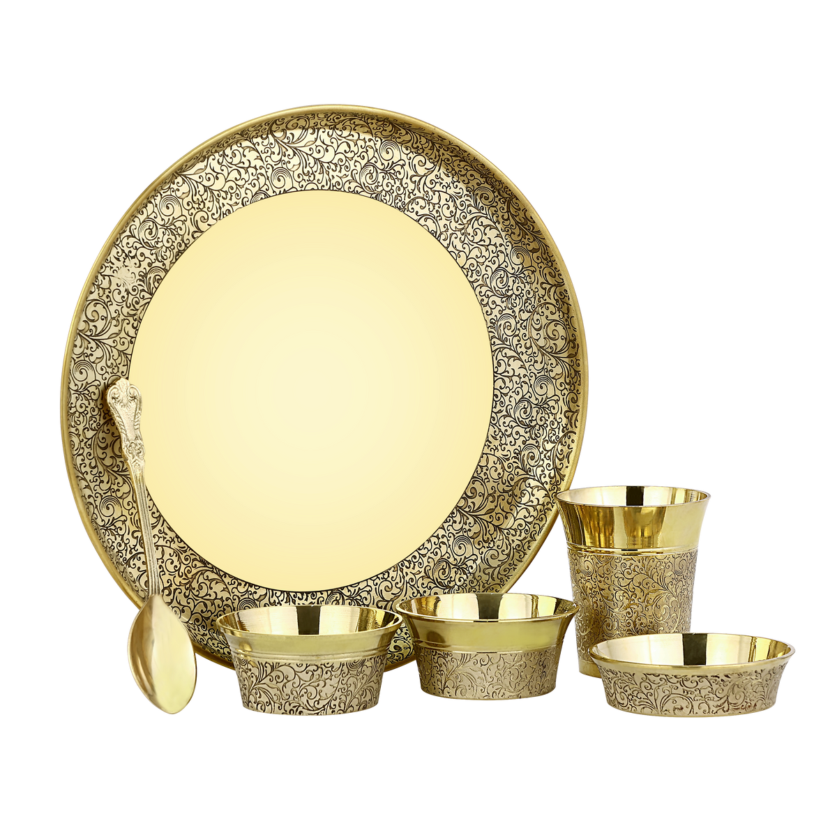 BRASS THALI SET LASER (ETCHED)