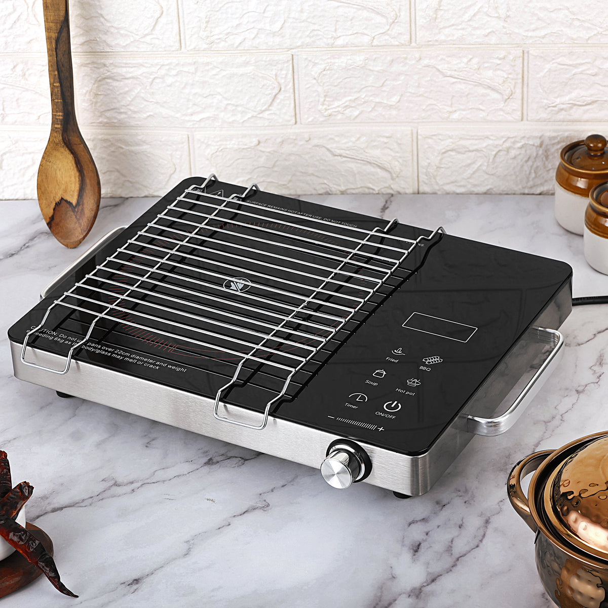 Chakmak Lava 1.0 Infrared Cooktop (2200 Watts) – Works with All Flat-Bottom Metal Cookware – Touch Controls & Adjustable Power
