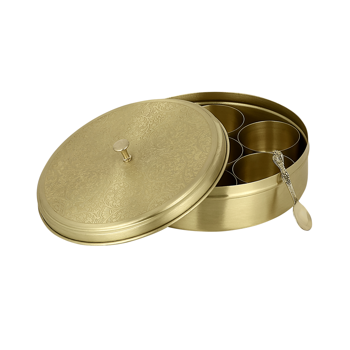 BRASS ROUND MASALA BOX (8NO)