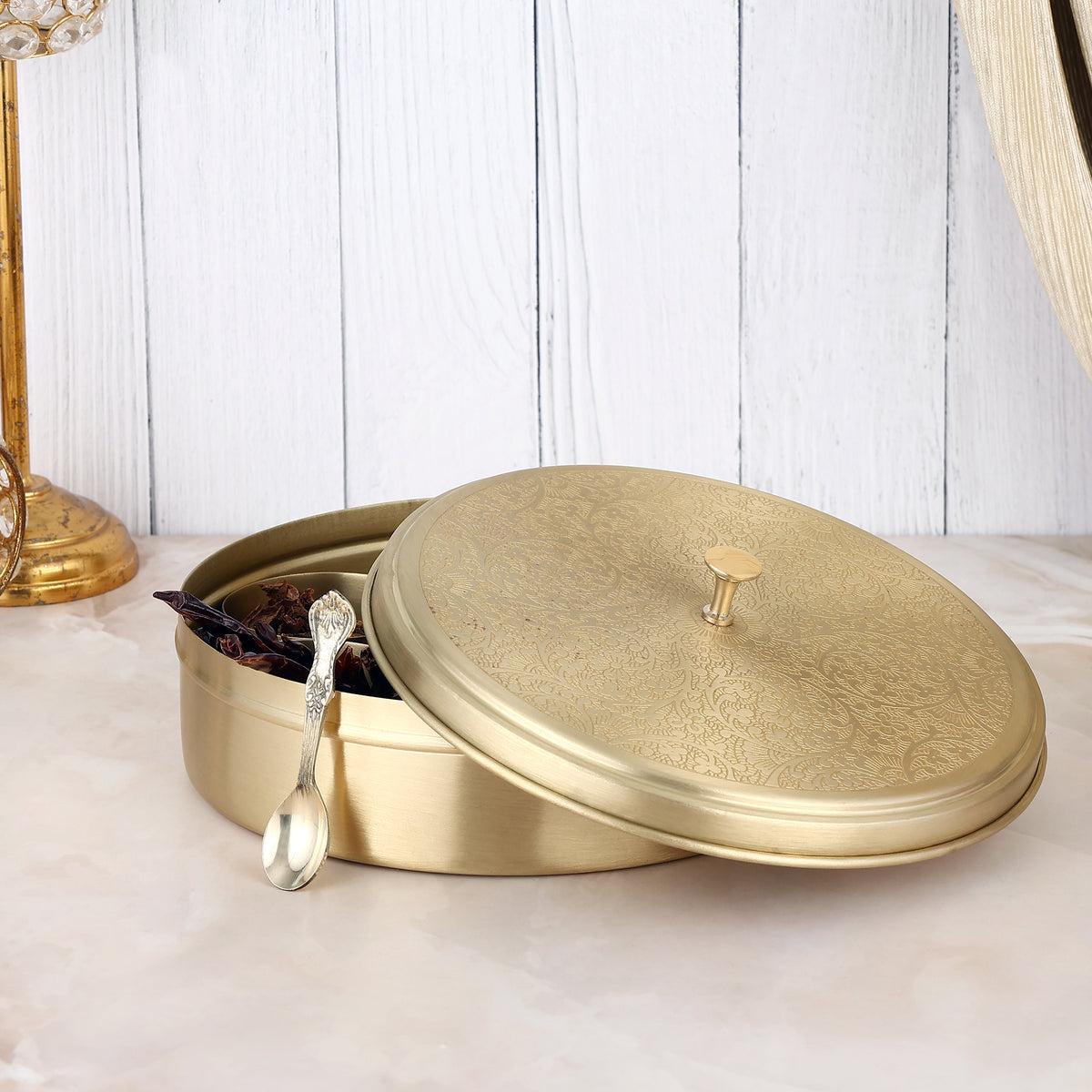 BRASS ROUND MASALA BOX (8NO)