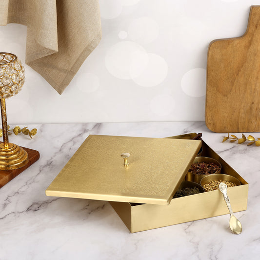 BRASS SQUARE MASALA BOX (8NO)