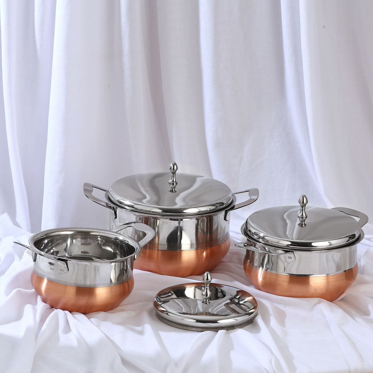 ARABIAN HANDI SET COPPER BOTTOM (3 PCS SET -)