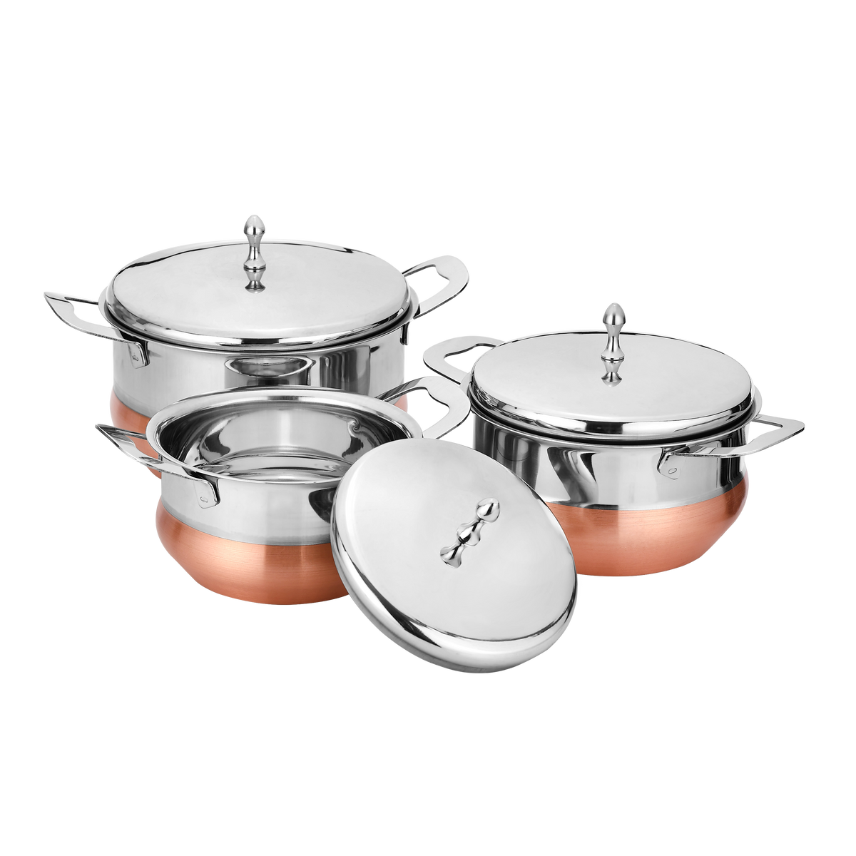 ARABIAN HANDI SET COPPER BOTTOM (3 PCS SET -)