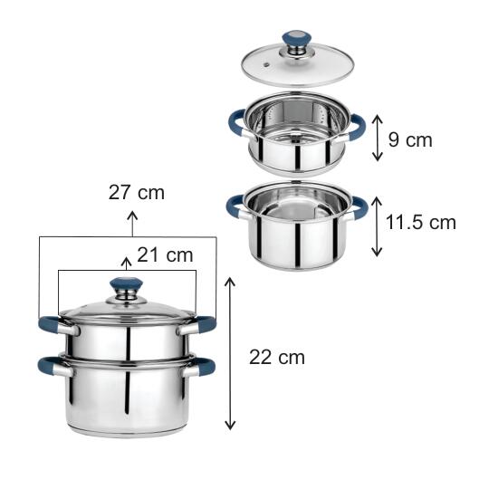 SMART STEAMER GLASS LID INDUCTION 21CM