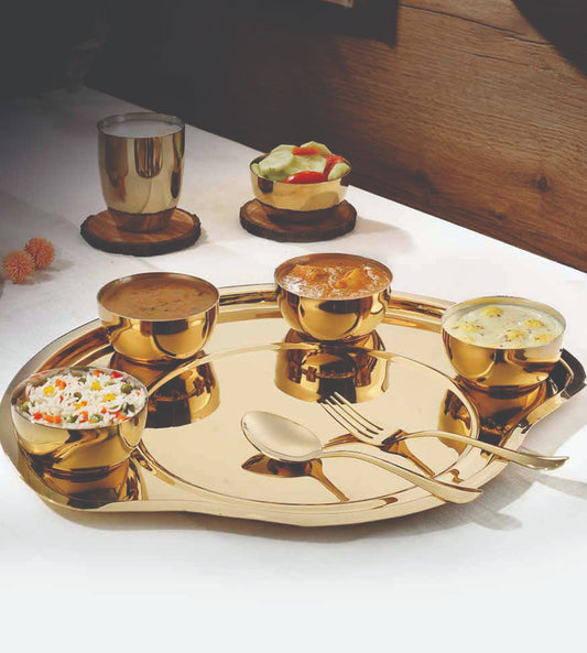 PVD COATED MAHARAJA THALI SET - 9 PIECE SET